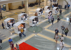 These meeting and charging pods were put to good use by show attendees.